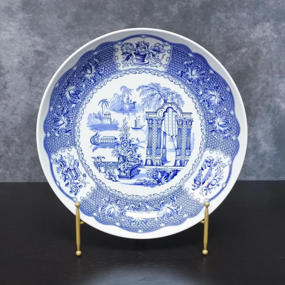 Vintage Spode Blue Room Collection Chinoiserie Pagoda Pasta Bowl Set of 2